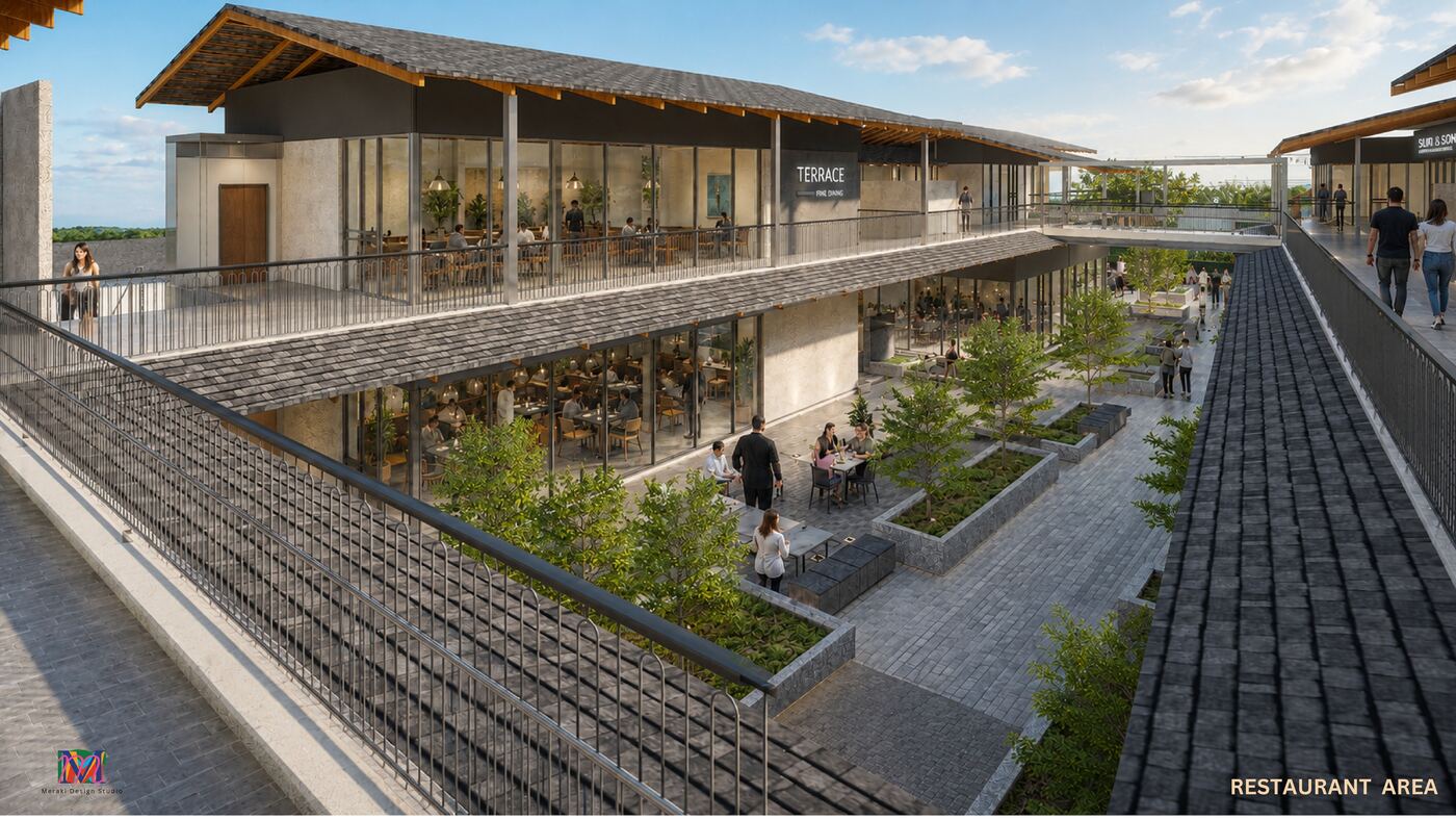 First-floor dining terraces